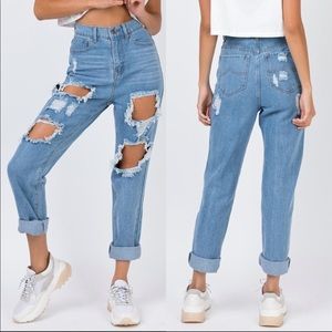 NEW Princess Polly Lazuli High Rise Distressed Denim Jeans size 4 NWT